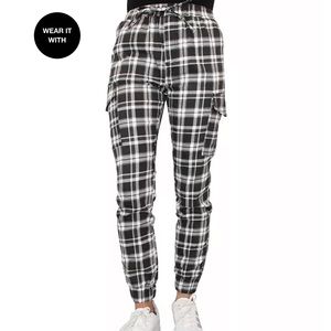 Plaid Cargo Jogger Pants